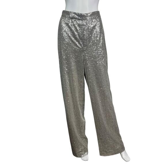 Ralph Lauren Purple Label Women's 4 Silver High-Waisted Sequin Trousers EUC - Picture 4 of 8
